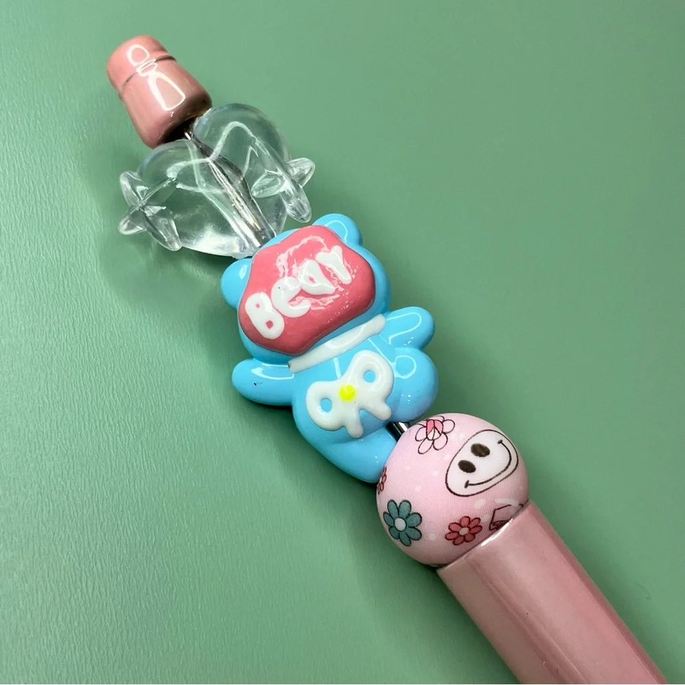 Cute Handpainted Bear Retro Bead Handmade Beaded Pen Kawaii Vibes